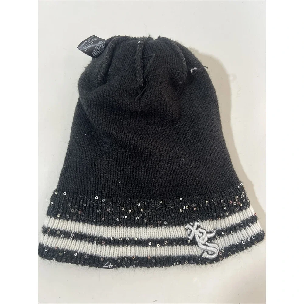 Chicago White‎ Sox 47 Brand Knit Beanie Black Glitter One Size Womens MLB